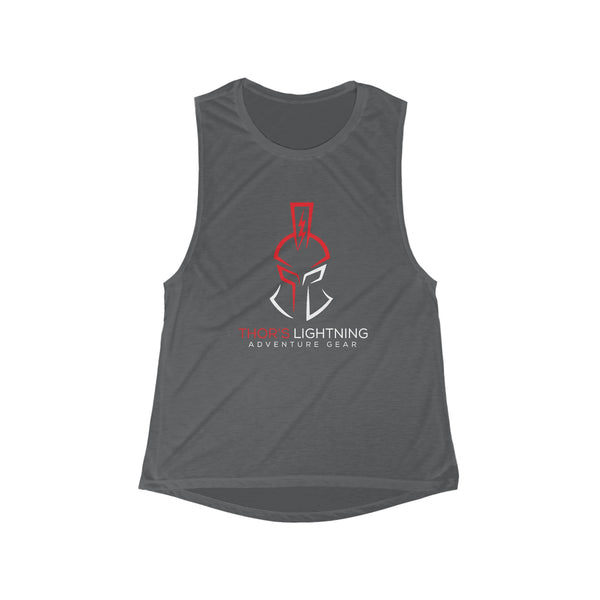 Camiseta sin mangas con cuello redondo y fluida para mujer - Logotipo de Thor's Lightning Adventure Gear