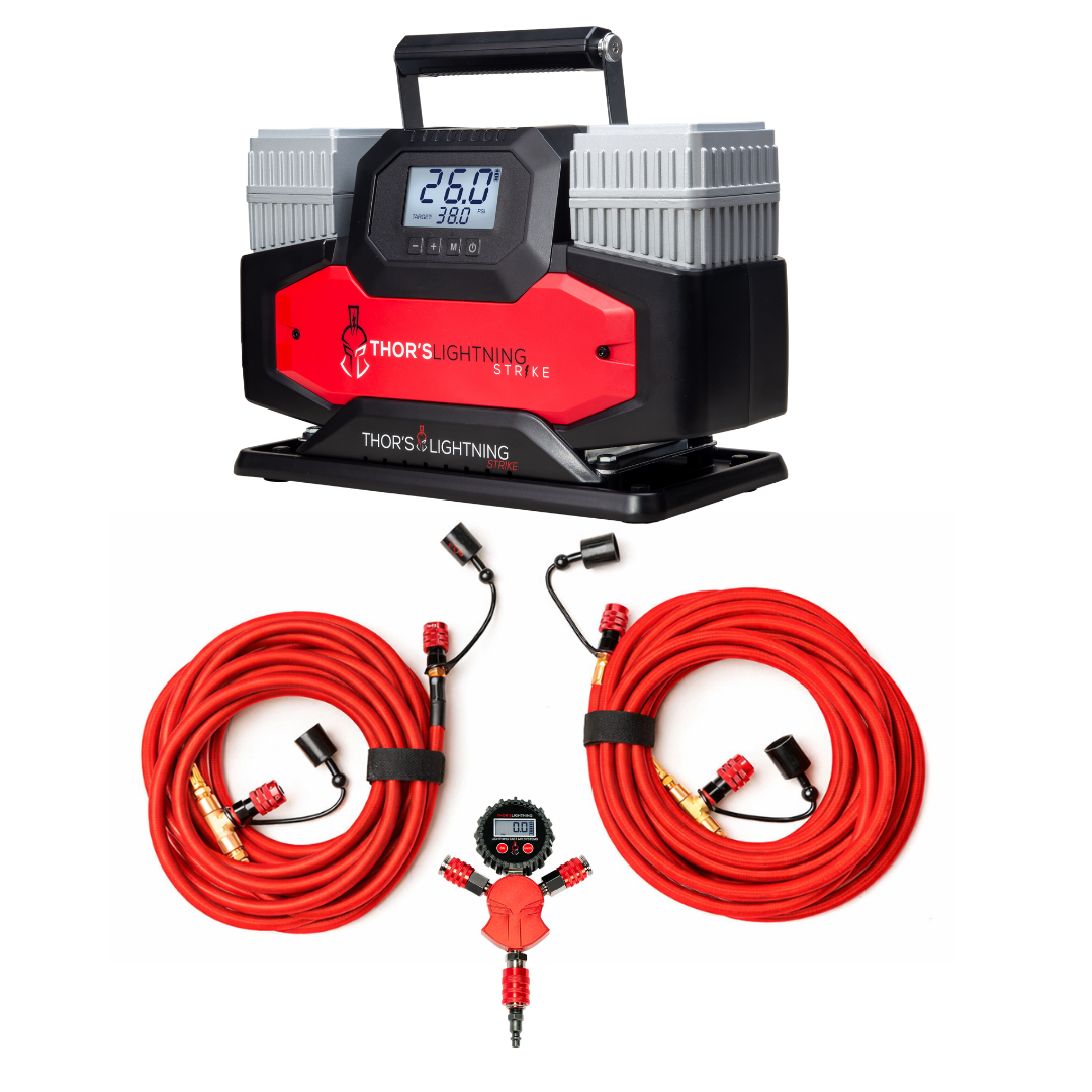 Lightning Strike Rapid Tire Inflation System Compressor + 4-Tire Air System ⭐ MOST POPULAR SETUP