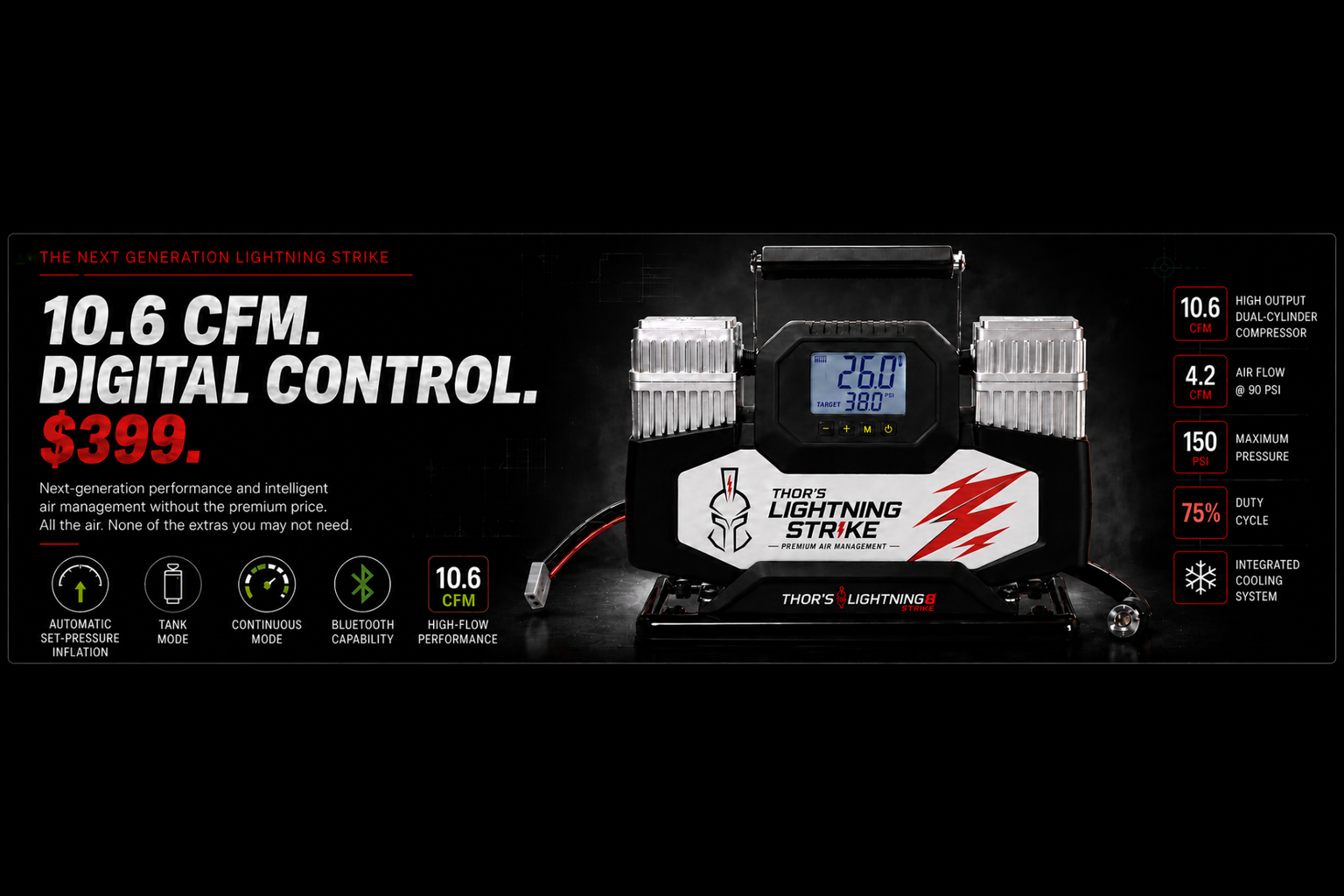 Lightning Strike™ 12V Portable Air Compressor 10.6 CFM PREORDER