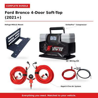 Ultimate Air Bundle: Ford Bronco 4-Door Soft-top (2021-Present) | Compressor + Mount + Wiring + 4-Tire System
