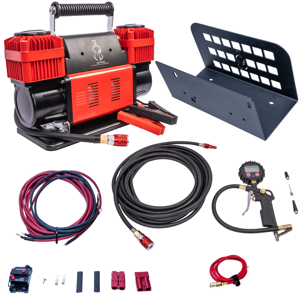 Thor's Lightning 12v True Dual Mount Portable Air Compressor Ultimate Setup  Bundle for Toyota Tacoma 2005-Present and Toyota Tundra 2007-2021