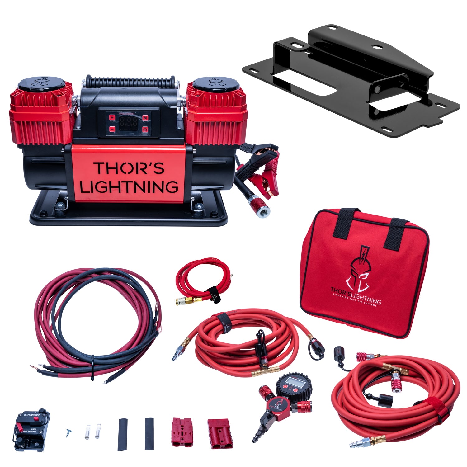 Thor's Lightning 12 V True Dual Mount Compresseur d'air portable Ultimate Setup Bundle pour Toyota 4Runner (2010-présent)