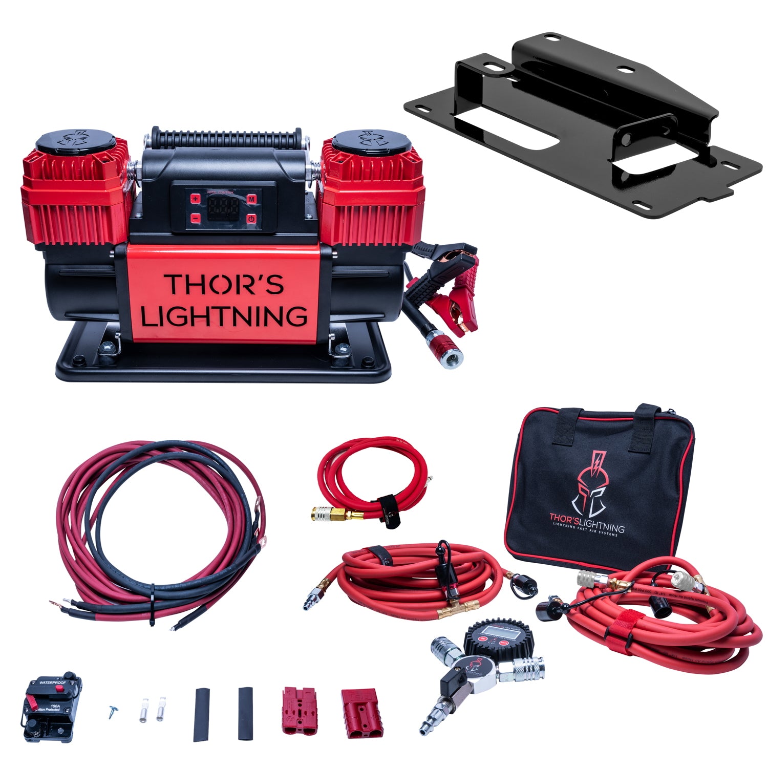 Thor's Lightning 12 V True Dual Mount Compresseur d'air portable Ultimate Setup Bundle pour Toyota 4Runner (2010-présent)