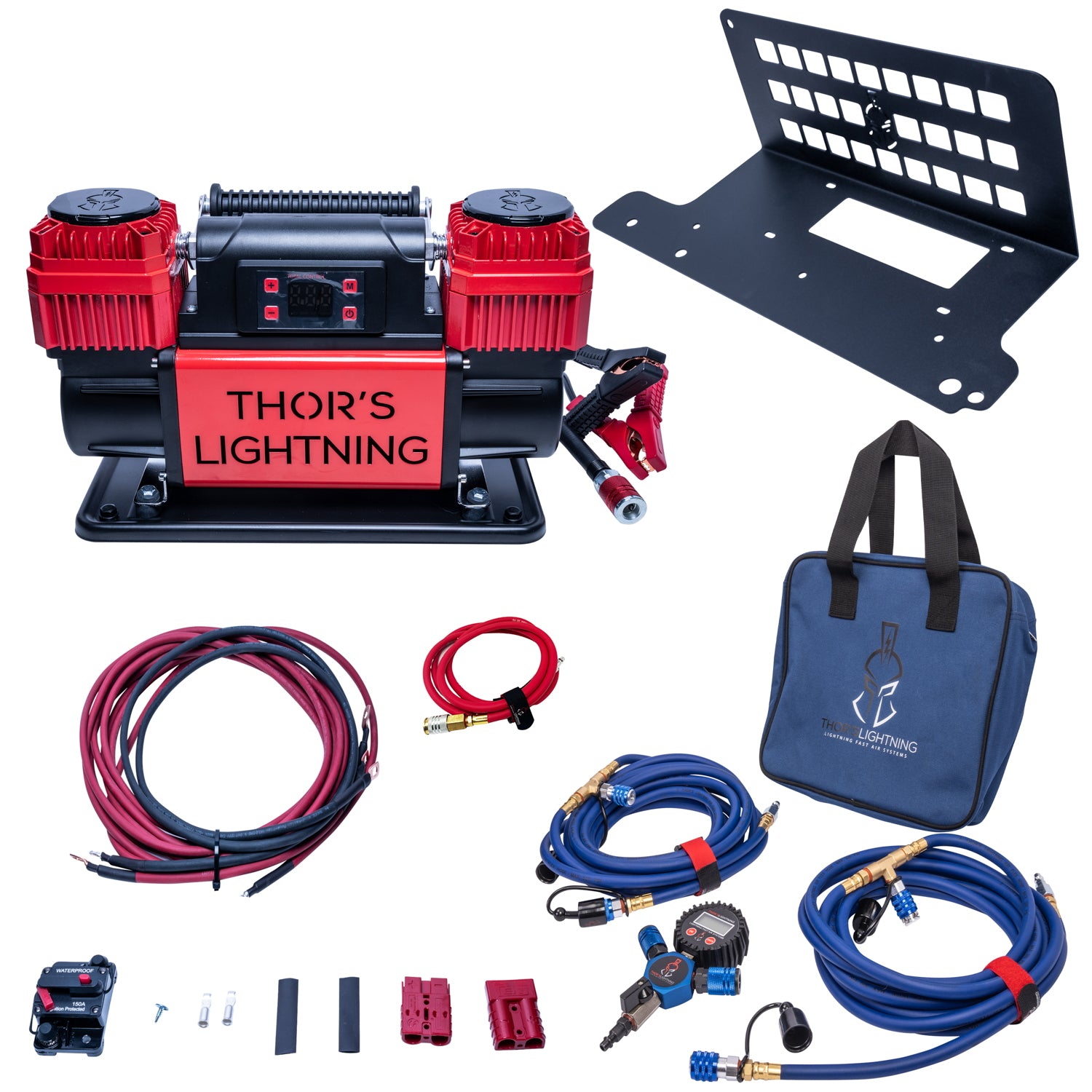 Thor's Lightning 12v True Dual TotalControl Compresor de aire portátil Paquete de configuración definitiva para Ford Bronco de 4 puertas 2021-presente