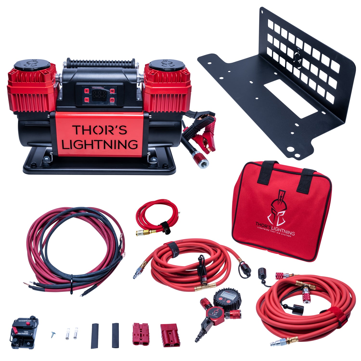 Thor's Lightning 12v True Dual TotalControl Portable Air Compressor Ultimate Setup Bundle for Ford Bronco 4-Door Hardtop 2021-Present
