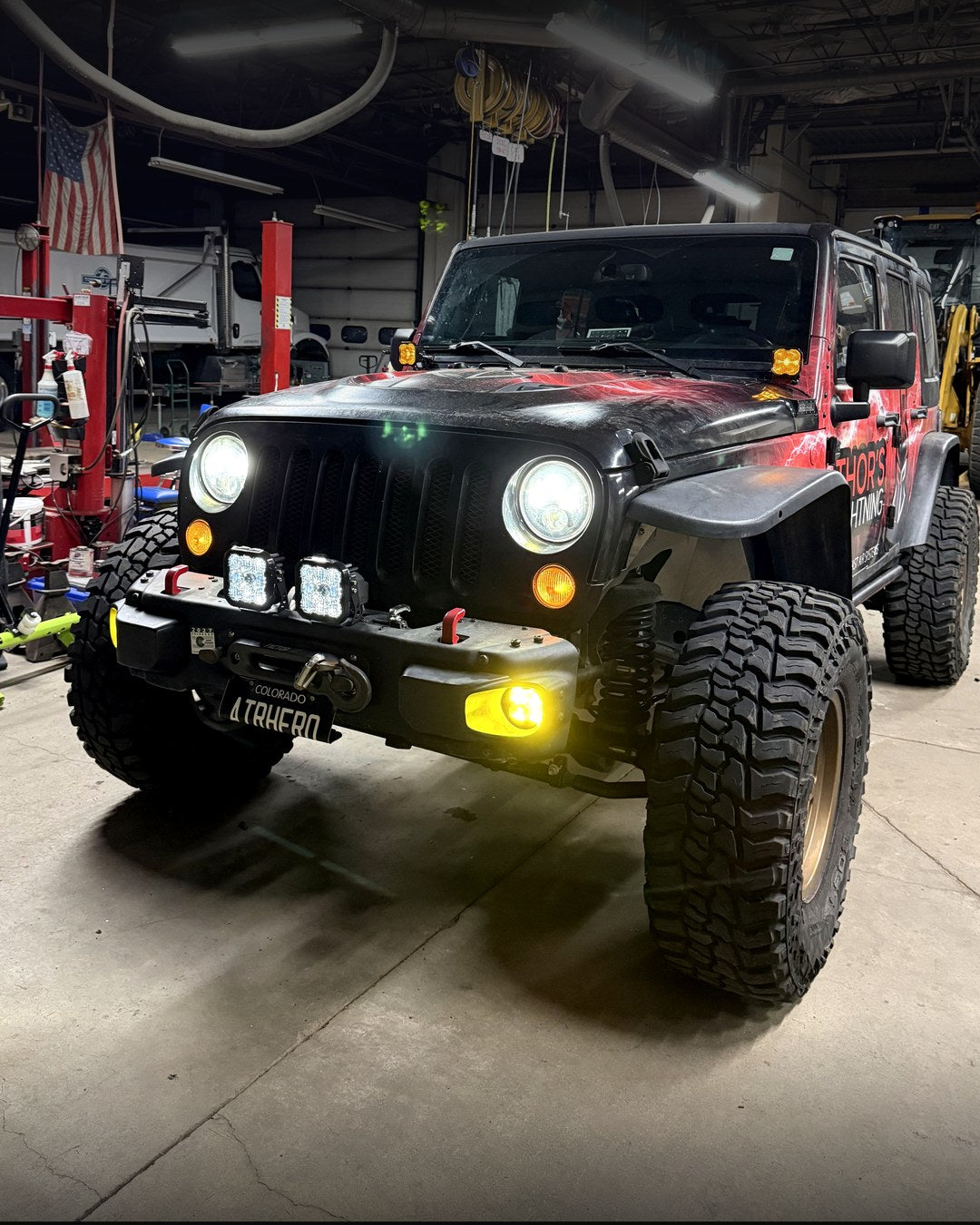 Thor's Lightning Jeep in the shop
